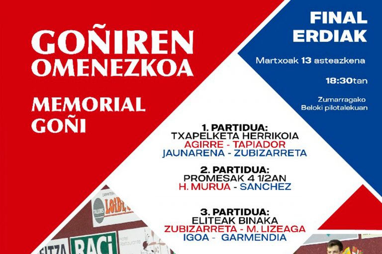 El Memorial Goñi busca sus primeros finalistas con Garmendia sustituyendo al próximo profesional Gabirondo