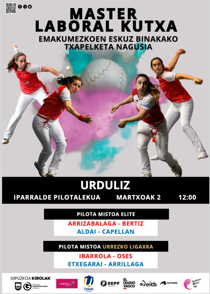 El Ayuntamiento de Urduliz ha hecho una apuesta decidida por la pelota a mano femenina y en el marco de ese apoyo, se celebrará un festival que reunirá a pelotaris de primera categoría a partir de las 12.00 del mediodía en el Frontón Iparralde. En el duelo correspondiente al principal Campeonato de Parejas, Ibarrola-Oses se enfrentarán a Etxegarai-Arrillaga y el partido previo al estelar tampoco se quedará atrás, ya que Arrizabalaga-Bertiz se medirán a Aldai-Capellán en un choque fuera de competición y los duelos entre las dos delanteras vizcaínas siempre resultan espectaculares y especiales.

El partido del Campeonato de Parejas de Urduliz llega condicionado por una baja de última hora, ya que Goiuri Zabaleta, enferma, no podrá estar en el Frontón Iparralde, en un duelo que podría dar la primera plaza de la Liga de Oro a la leitzarra y a Osés. La navarra será sustituida por Ibarrola, otra delantera de gran nivel y plenas garantías y, si logran llegar al cartón 22, el liderato de esta fase sería suyo tras ganar los dos partidos disputados. En cambio, si la victoria fuera para Etxegarai y Arrillaga, las cuatro parejas de la Liga de Oro quedarían empatadas a un punto y todo se resolvería en la última jornada.

Se ve claro que la lucha por hacerse con el mejor puesto para semifinales en esta Liga de Oro es de o mas reñida y se espera un espectacular partido sin unas claras favoritas este domingo al mediodía en el precioso frontón de Urduliz.