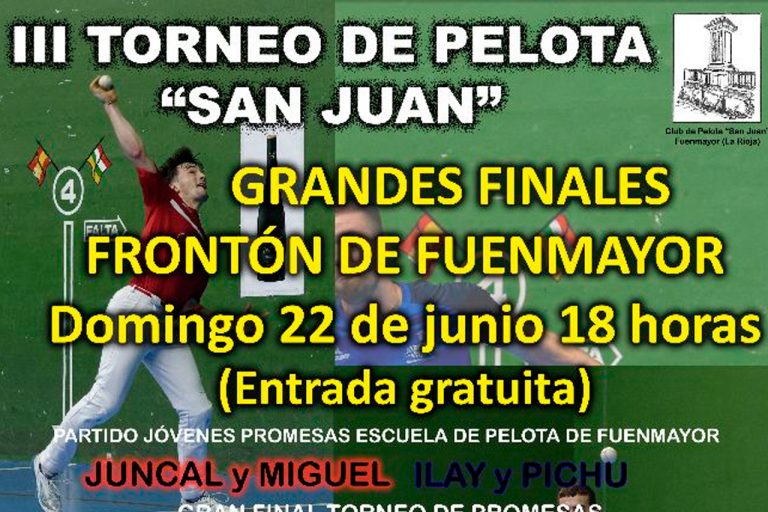 Este domingo se disputan las finales del III Torneo San Juan de pelota