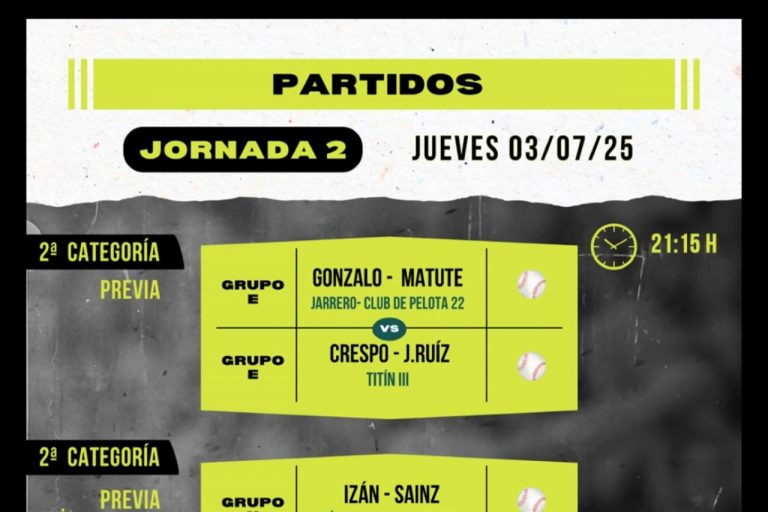 Cartelera 2ª jornada del Torneo San Isidro de Baños de Río Tobía