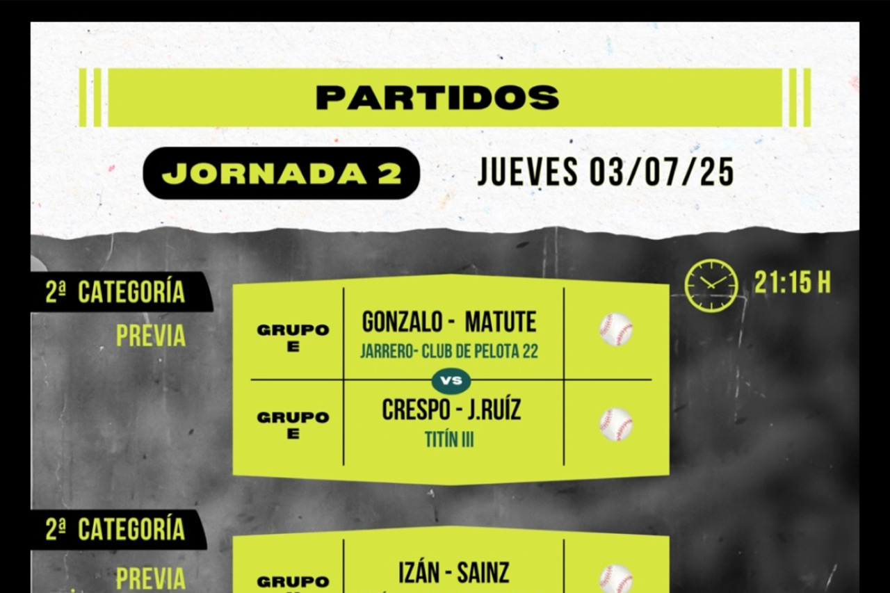 Cartelera 2ª jornada del Torneo San Isidro de Baños de Río Tobía