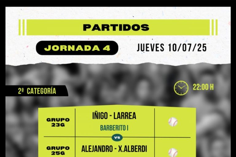 Cartelera 4ª jornada del Torneo San Isidro de Baños de Río Tobía