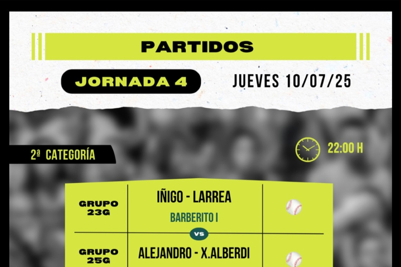 Cartelera 4ª jornada del Torneo San Isidro de Baños de Río Tobía