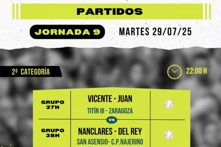 Cartelera 9ª jornada del Torneo San Isidro de Baños de Río Tobía
