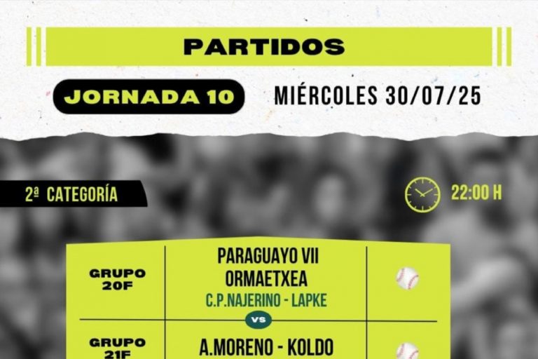 Cartelera 10ª jornada del Torneo San Isidro de Baños de Río Tobía