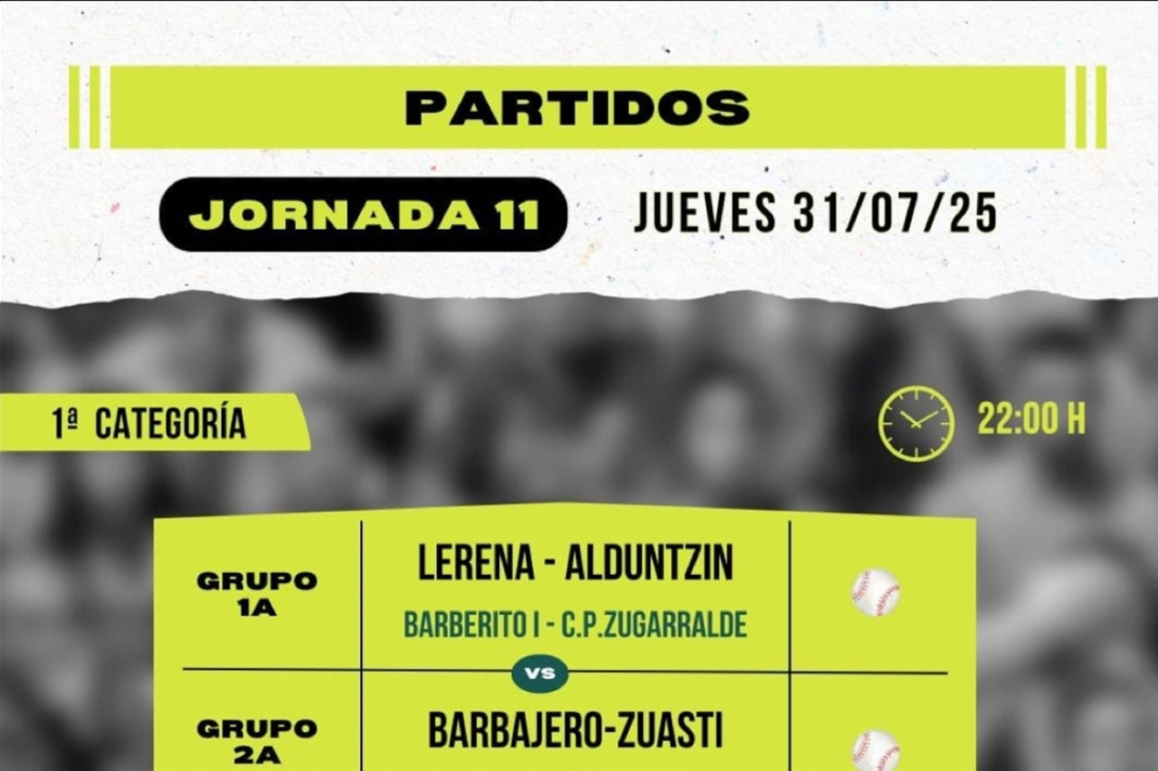 Cartelera 11ª jornada del Torneo San Isidro de Baños de Río Tobía