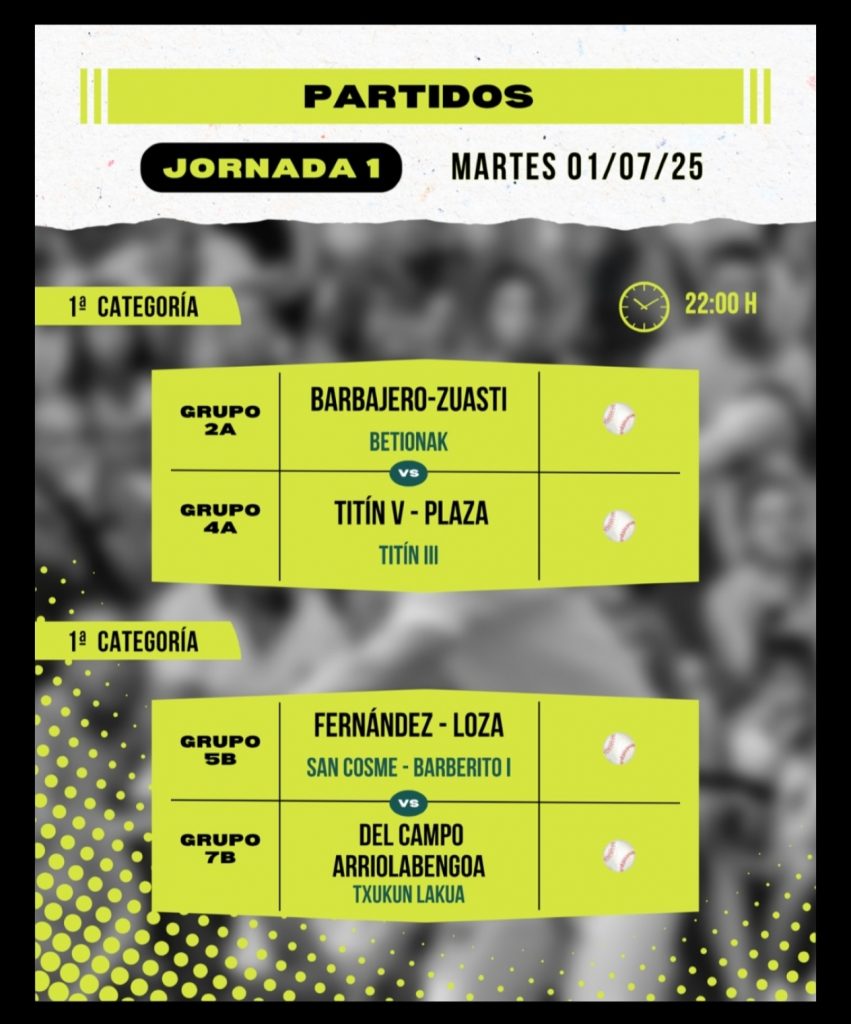 Cartelera del 1 julio para el Torneo San Isidro de Baños de Río Tobia