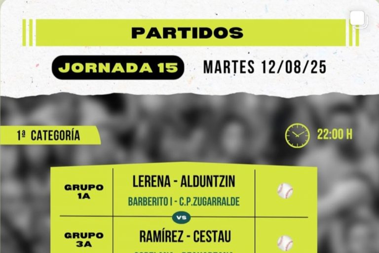 Cartelera 15ª jornada del Torneo San Isidro de Baños de Río Tobía