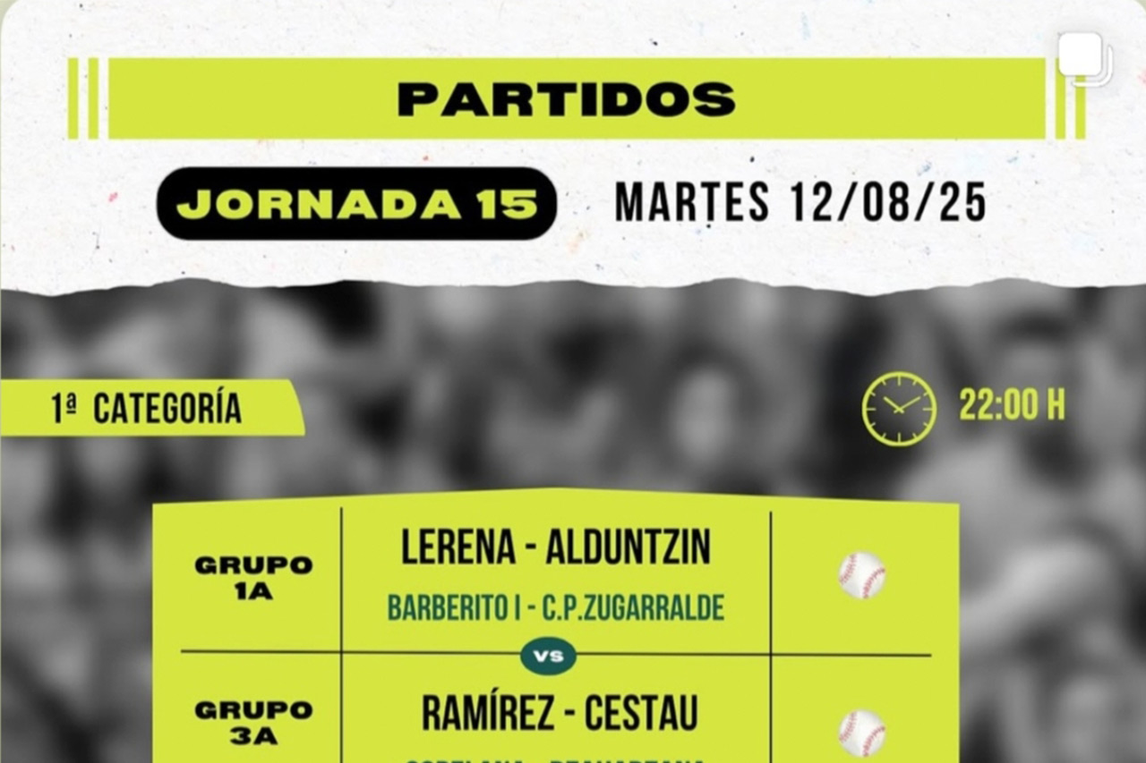 Cartelera 15ª jornada del Torneo San Isidro de Baños de Río Tobía