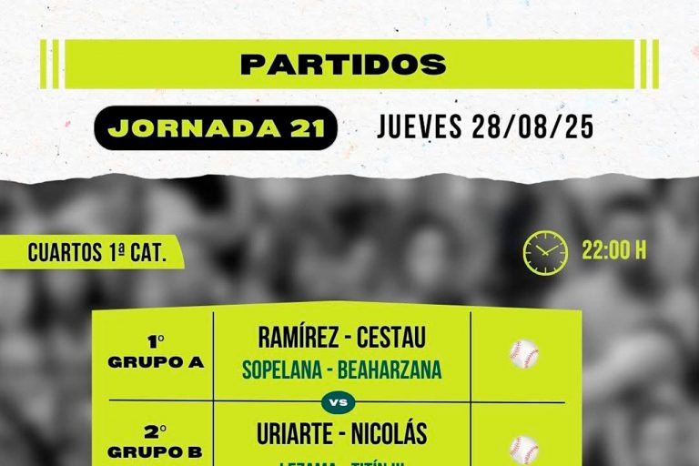 Cartelera 20ª jornada del Torneo San Isidro de Baños de Río Tobía