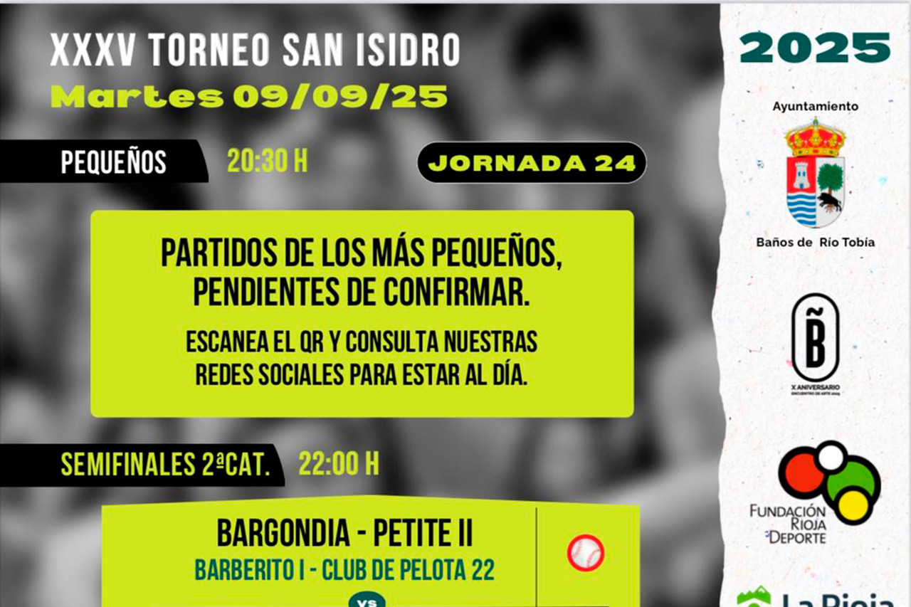 Cartelera 24ª jornada del Torneo San Isidro de Baños de Río Tobía