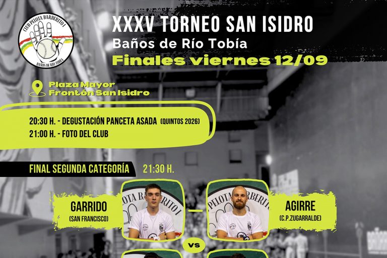 Cartelera finales del Torneo San Isidro de Baños de Río Tobía